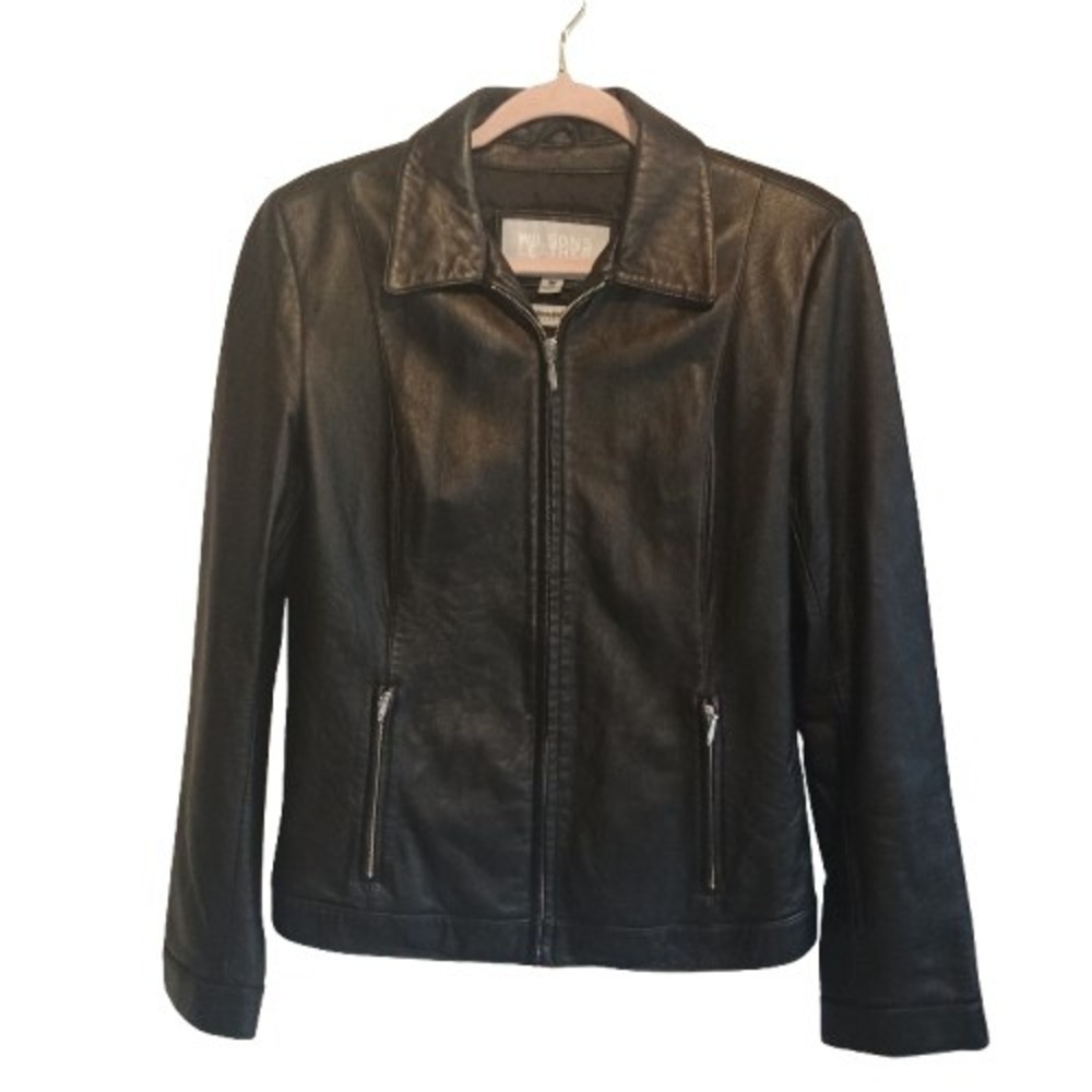 Wilson's Leather‎ Maxima Black  Zip Front Moto Jacket Women's M Gilmore Girls